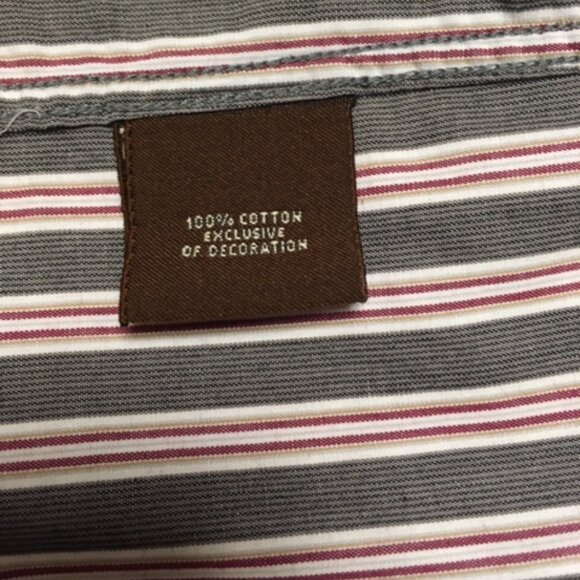 Tailorbyrd Men's 3XL Long Sleeve Striped Button Up Shirt w/ Contrasting Accents - Picture 7 of 8